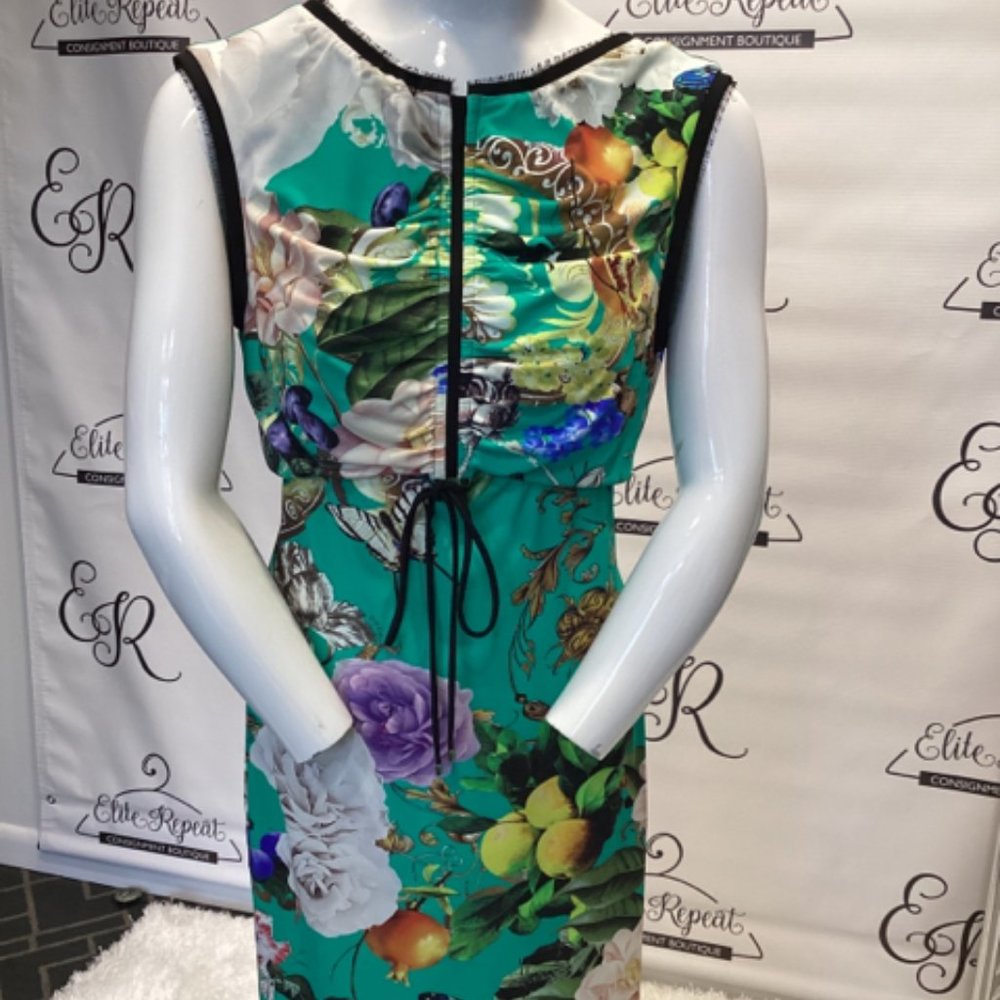 Roberto Cavalli Green Floral Print Sz 44 Dress